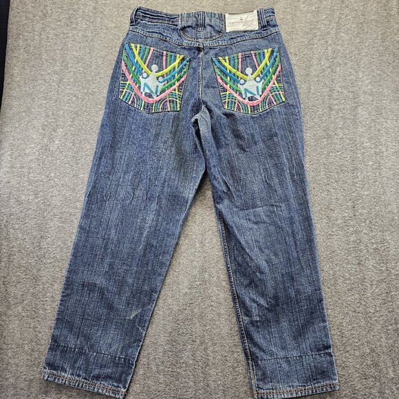 Notorious BIG Jeans Mens 34x33 Blue Embroidered Denim Hip Hop Baggy Skate - Picture 1 of 13
